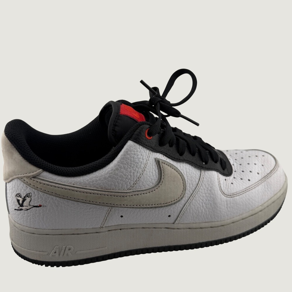 Nike Air Force 1 Low Mens 10 White Black Red Good Crane Embroidery DA8482-100